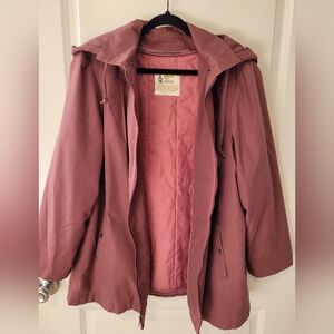 90s Vintage London Fog Mauve Hooded Zip Jacket Coat Womens, Size 16 Reg